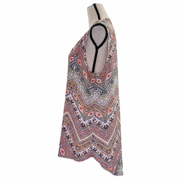 Ldla Printed Split Neck Sleeveless High Low Blouse - Picture 3 of 11